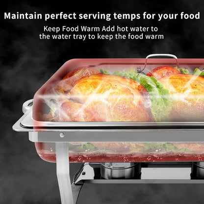 8 Qt 2 Pack Full Size Stainless Steel Chafing Dishes Buffet Set - Image 3