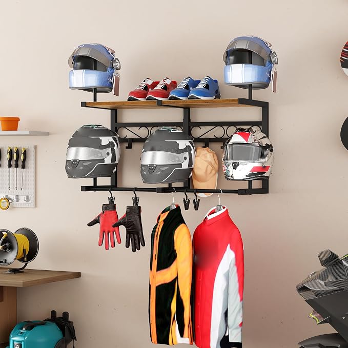 HOOBRO Motorcycle Helmet Rack Wall Mount, Helmet Holder - Image 4