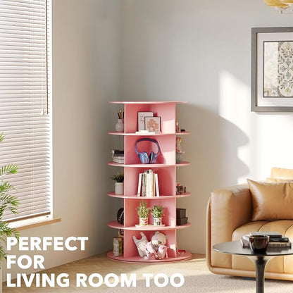 SpaceAid 5 Tier Rotating Shoe Rack Tower, Spinning Shoe Display Lazy Susan - Image 6