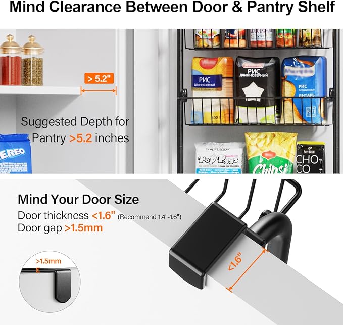 Delamu Over the Door Pantry Organizer, 6-Tier Metal Pantry Door Organization - Image 9