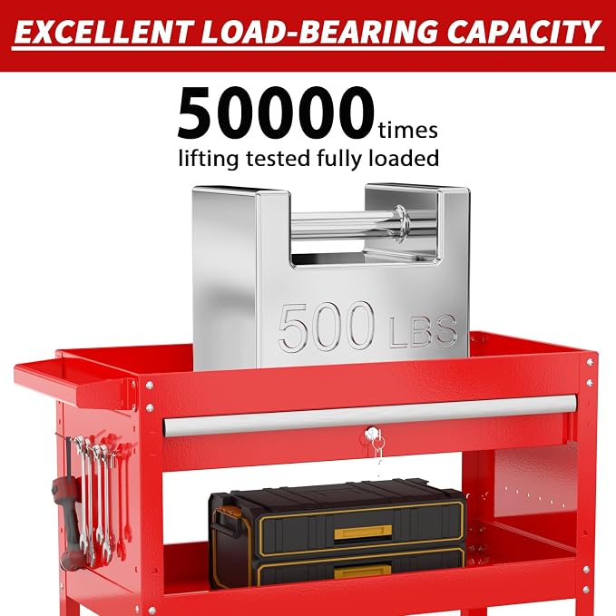 3 Tier Rolling Tool Cart, Tool Carts - Image 7