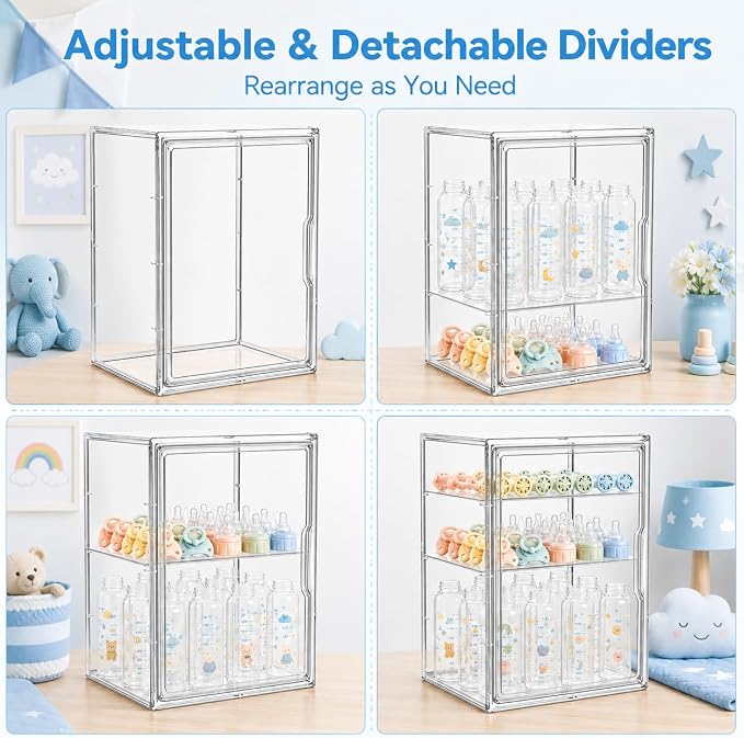 Baby Bottle Storage Organizer for Countertop, X-Large Clear Bottle Organizer - Image 6