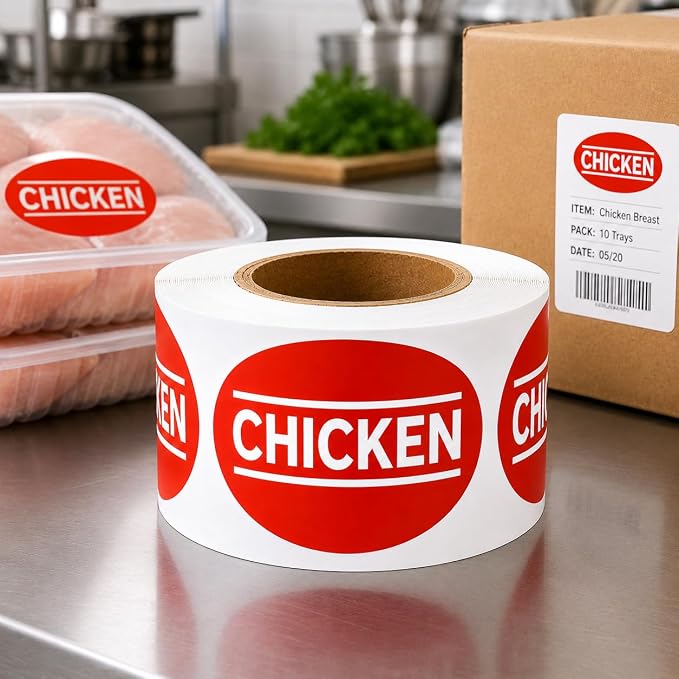 Chicken Labels Stickers 500PCS, 1.75" x 1" Meat Labels - Image 3