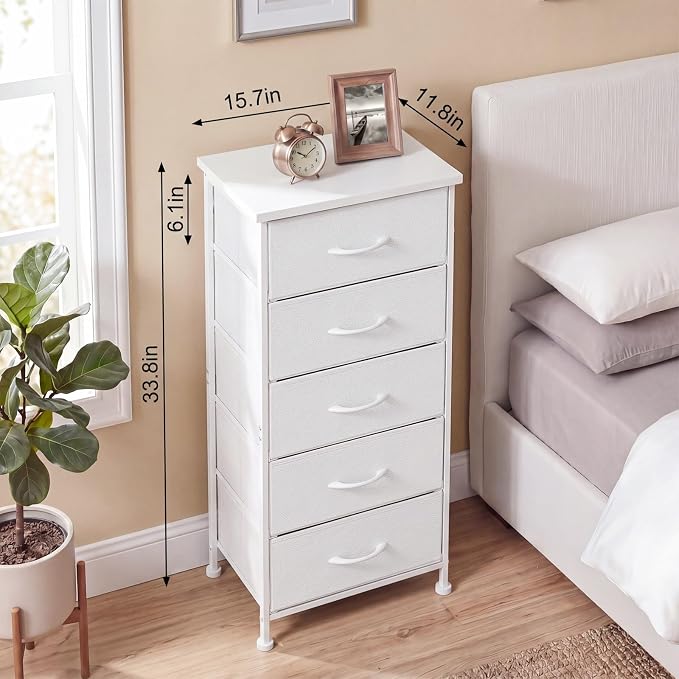 Fixwal White Tall Skinny Dresser - Image 2