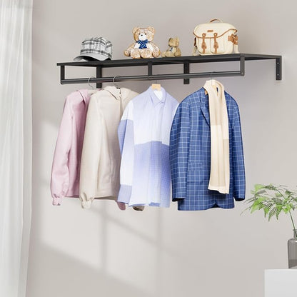 Audmore Wall Mounted Clothes Rack Heavy Duty Metal Hanging Clothing Rack | Shelf - Image 3