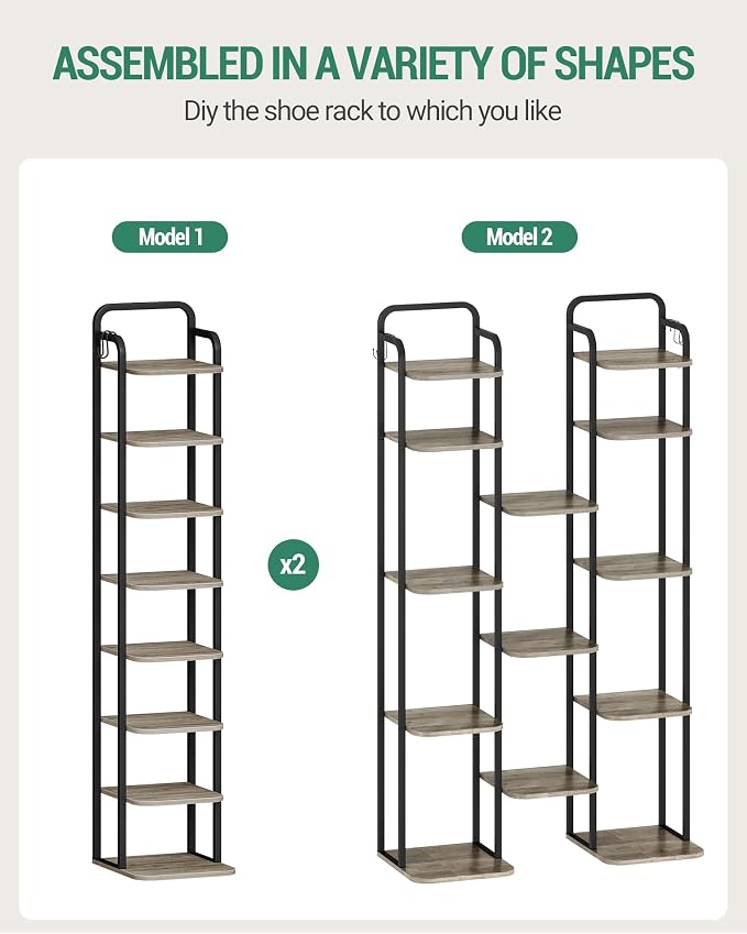 Hzuaneri 8 Tiers Vertical Shoe Rack, Narrow Shoe Tower, Tall Shoes Shelf - Image 5