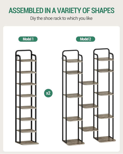 Hzuaneri 8 Tiers Vertical Shoe Rack, Narrow Shoe Tower, Tall Shoes Shelf - Image 5