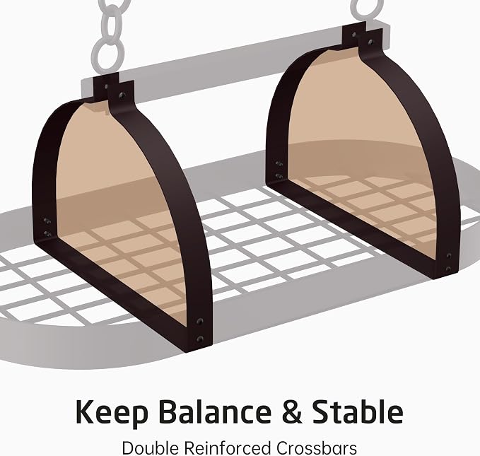 KES 34 Inch Oiled Bronze Hanging Pot Rack, Heavy Duty Oval Pot and Pan Hanging - Image 4