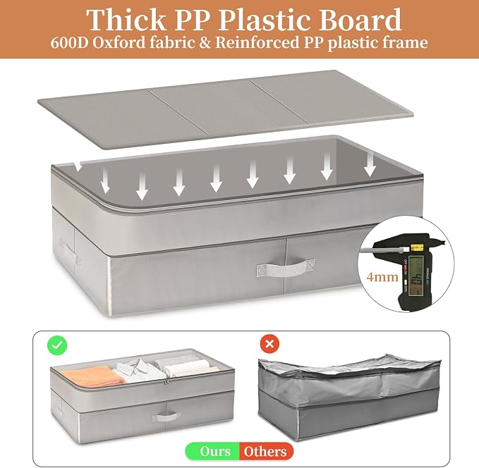 2 Pack 80L Under Bed Storage, Adjustable Height Large Storage Bins - Image 3