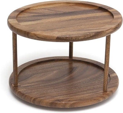 Lipper International 1302 Acacia Wood 2-Tier 10" Kitchen Turntable by LipperInternational