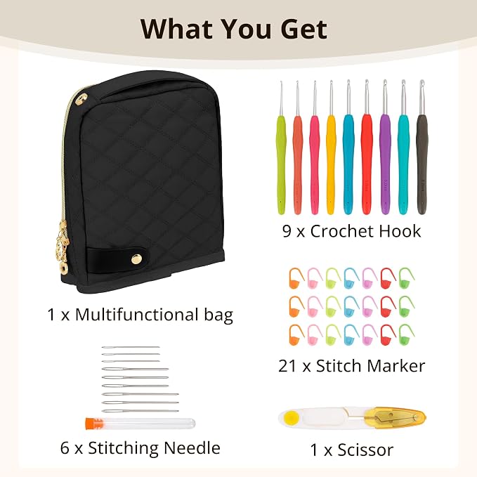 BAGCRAZY Stand-Up Crochet Hook Case Organizer, Travel Craft Holder - Image 2