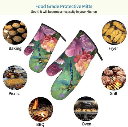 Oven Mitts Set of 2 Dragonfly Garden Spring Oven Glove Heat Resistant 500â„‰ - Image 7