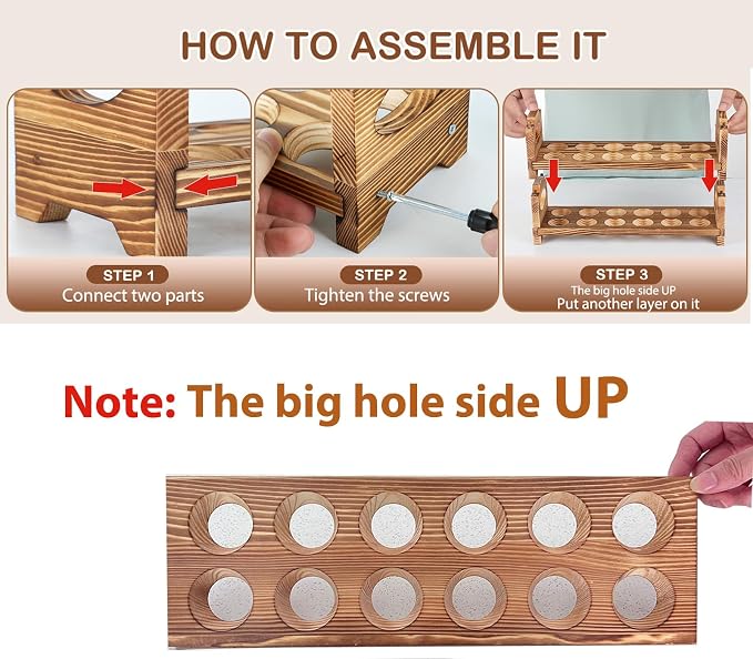 Wooden Egg Holder with 4 Layers/48-Hole, Stackable Wood Egg Rack Countertop - Image 6