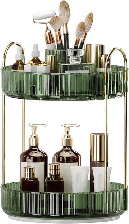 360° Rotating Makeup Organizer, Large-Capacity Skincare Make Up Storage 2 Tier by Oifecsie