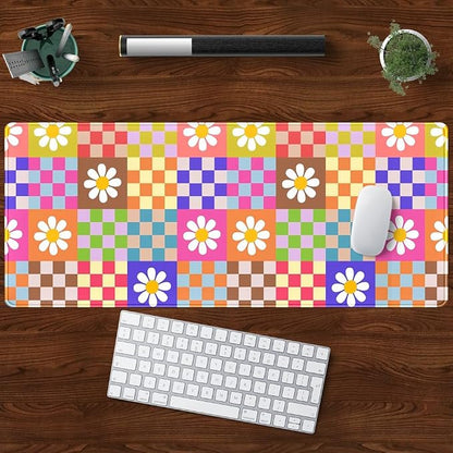 Pink Desk Mat Trendy Checkered Aesthetic Desk Pad Computer Large Mouse Pad - Image 5