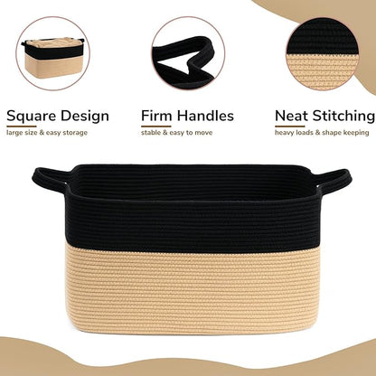 Goodpick Large Woven Storage Basket, 21.6" x 14.9" x 11.8" Rectangle Cotton - Image 6
