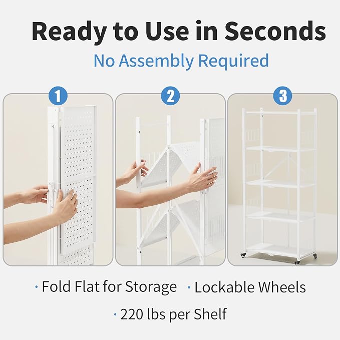 Folding Shelves No Assembly, 5 Tier Foldable Storage Shelves - Image 3