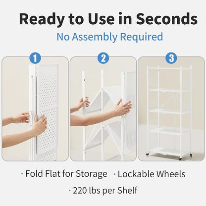 Folding Shelves No Assembly, 5 Tier Foldable Storage Shelves - Image 3