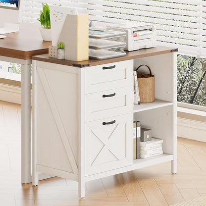 Halitaa 3 Drawers Farmhouse File Cabinet - Image 4