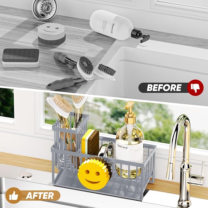 Sponge Holder for Kitchen Sink, Smiley Face Sink Caddy - Image 6