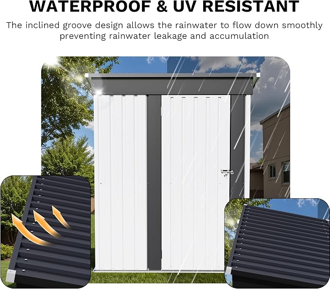JUMMICO Metal Outdoor Storage Shed 5 x 3 FT Metal Shed - Image 5