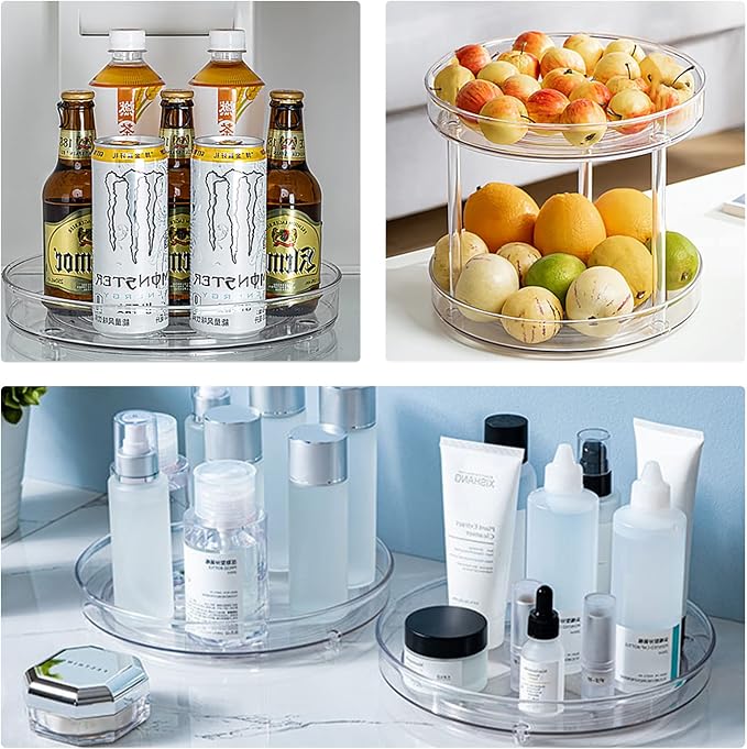 URALFA 2 Tier Lazy Susan Turntable, 9 Inch Clear Tiered Lazy Susan Organizer - Image 5