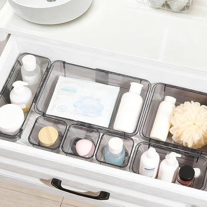 20 Pcs Adjustable Clear Drawer Organizer, Extendable Vanity Storage Bins - Image 5