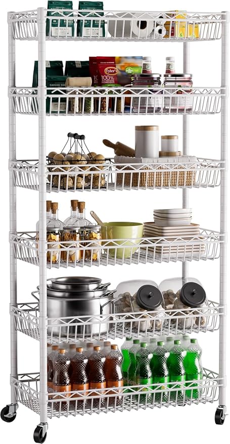 6 Shelves Storage Shelf Wire Closet Bathroom Organizers Metal Pantry Kitchen by Golpart