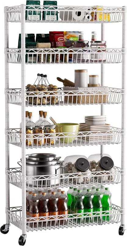 6 Shelves Storage Shelf Wire Closet Bathroom Organizers Metal Pantry Kitchen by Golpart
