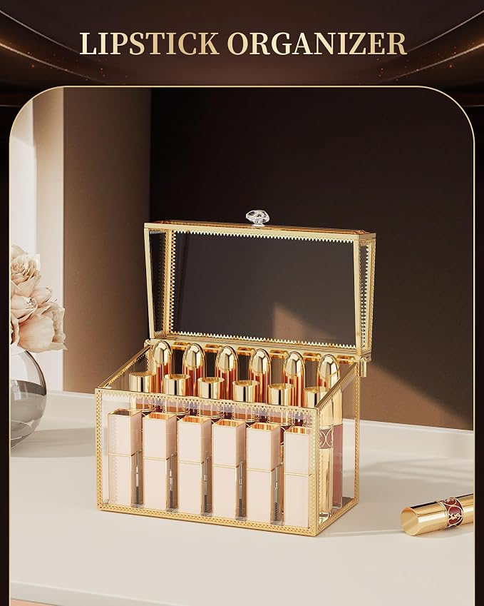 Lipstick Organizer, Luxury Tempered Glass Lipstick Holder & Nail Polish - Image 5