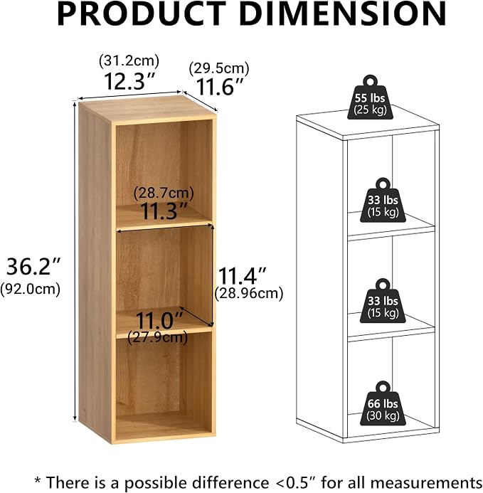 3 Cube Storage Organizer, Cube Shelf，3 Tier Cube Low Bookcase Freestanding - Image 7