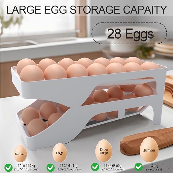 Egg dispenser for refrigerator, Automatic rolling egg holder for fridge - Image 3