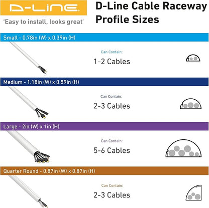 D-Line Medium Cord Cover Kit, 30ft Self-Adhesive Wire Hider, Half Round Cord - Image 3