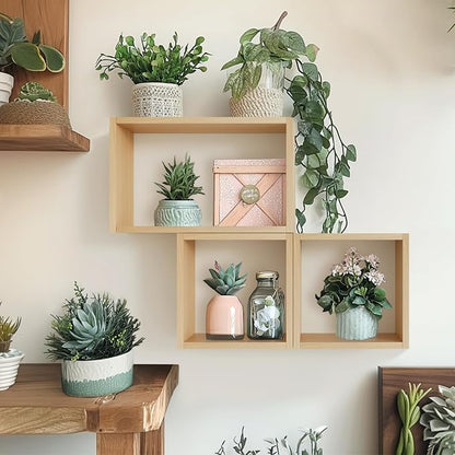 Wall Mount Shelf Set of 3, Floating Cube Shelves - Image 2