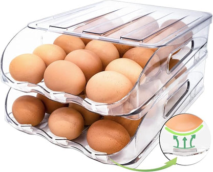Egg Holder for Fridge, Automatic Steady Rolling Egg Container by SMRCAD