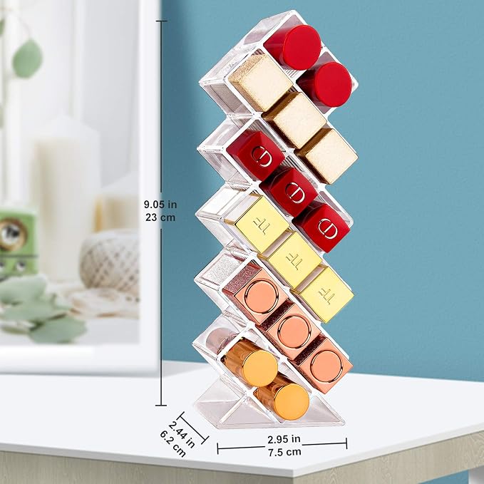 JessLab Lipstick Organizers, Acrylic Holder Lip Gloss Tower Clear Cosmetic Fish - Image 2