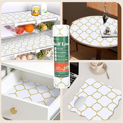 Shelf Liners for Kitchen Cabinets 23in x 20FT Non Adhesive Drawer Liner Gold - Image 9