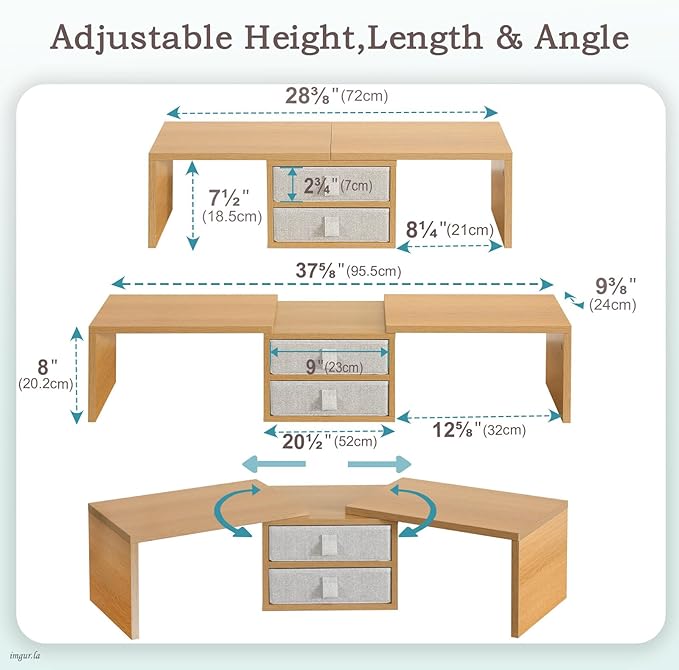 TEAMIX 42 inch Dual Monitor Stand Riser - Image 3