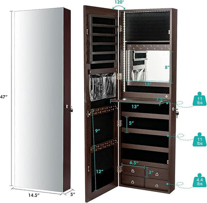 CHARMAID LED Strip Jewelry Armoire - Image 5