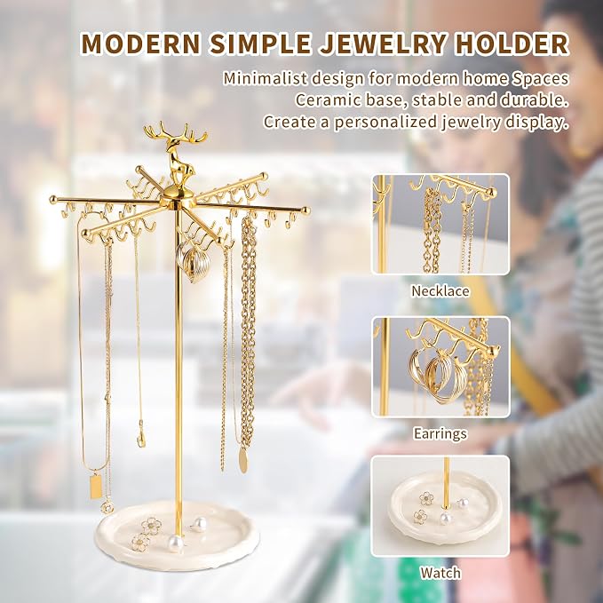 Necklace Holder Jewelry Stand, Rotating Necklace Holder Organizer - Image 9