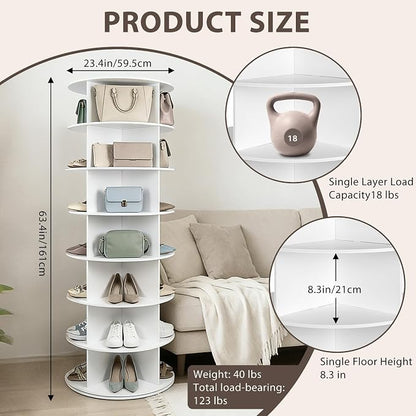 7-Tier Rotating Shoe Rack Tower, 360° Spinning Shoe Storage Organizer, Lazy - Image 2