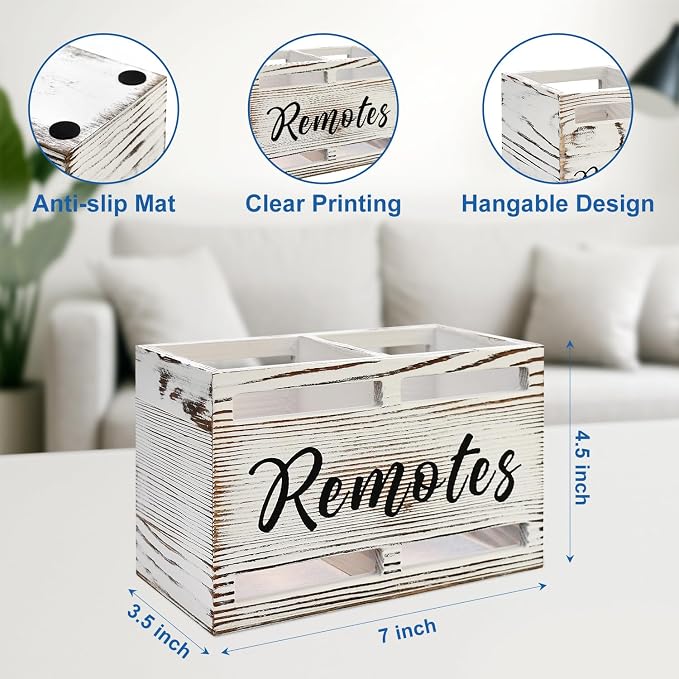 Wooden Remote Control Holder Wall Mount Remote Organizer - Image 4