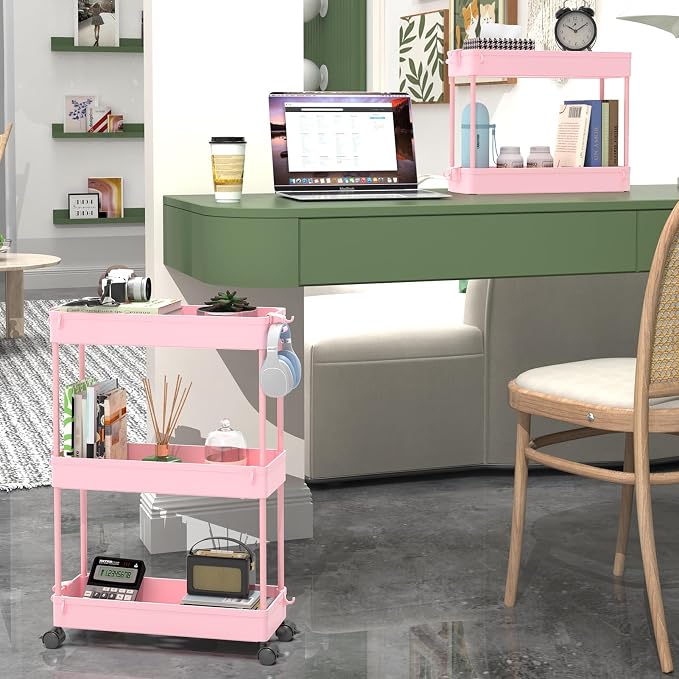SPACEKEEPER Slim Rolling Storage Cart, 3 Tier Bathroom Organizer Utility Cart - Image 5