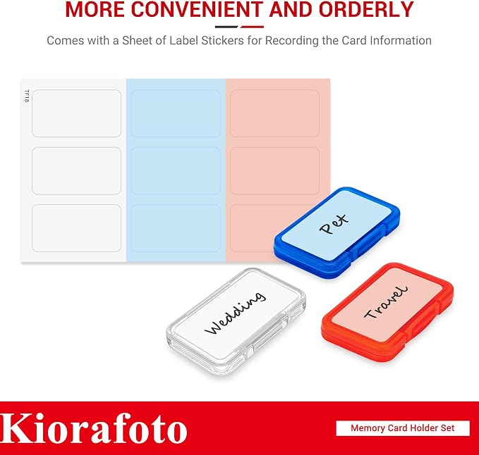 Kiorafoto 18 PCS Multi-Color Clear Plastic Memory Card Holder Case - Image 7