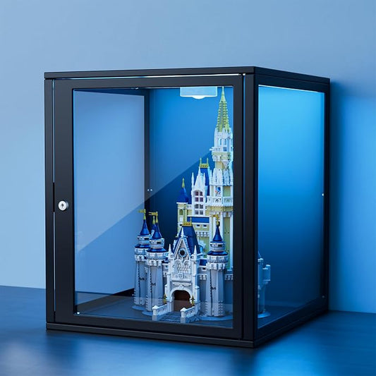 NAIZEA Display Case w/Lock, 17.7"x15.7"x15.7" LED Dustproof Show Case by NAIZEA