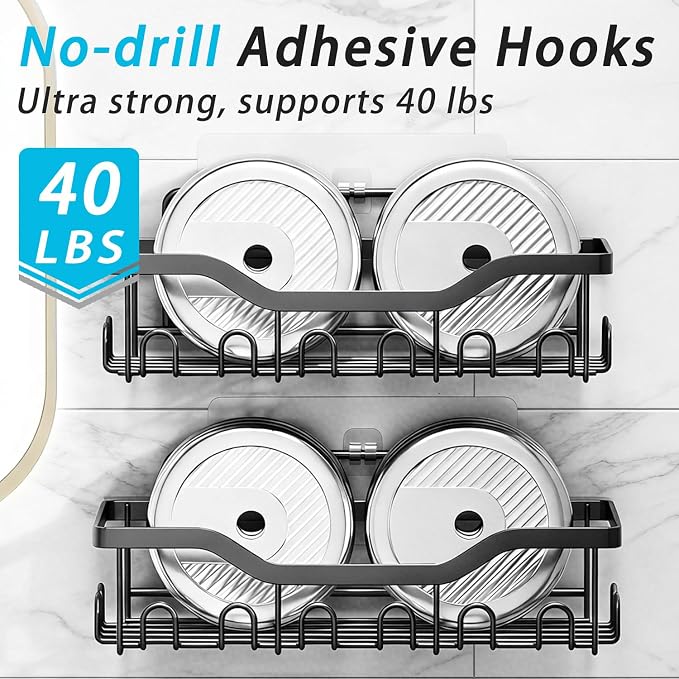 Fammart Adhesive Shower Caddy, No-Drill Large Capacity Shower Shelves - Image 4
