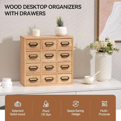 KIRIGEN Wooden Storage Cabinet, 12-Drawer Desktop Organizer Natural 12CG-NA | - Image 4