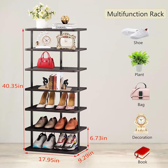 SORCEDAS Shoe Rack Vertical Shoe Shelf Narrow Tall Storage - Image 3