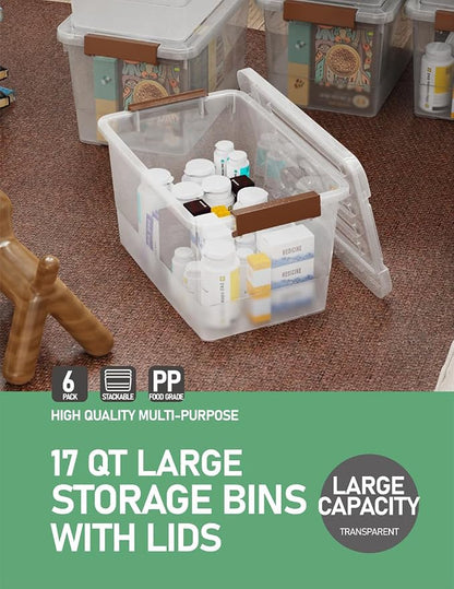 WYT 6 Pack 17qt Clear Plastic Storage Bin - Image 6