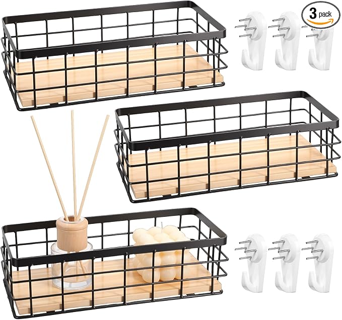 3 Pcs 10x4.13x2.87 Inches Small Wire Basket Set Metal Basket Wall Hanging by Unknown